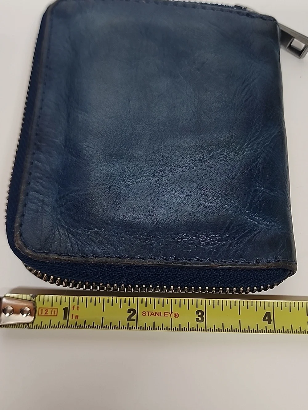 Free People Blue Leather Wallet Minimalist Unisex Quality Made